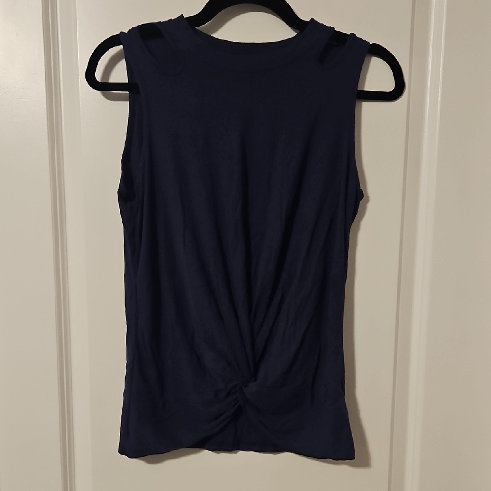 Elegant Navy Twist-Back Tank Top